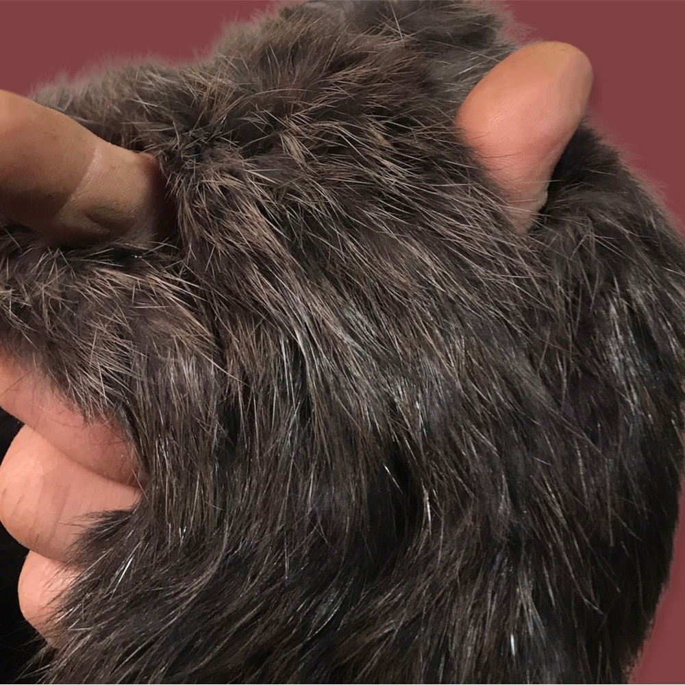 Fur stole/collar. Luxurious soft rabbit fur. Gray and brown. - Picture 4 of 6